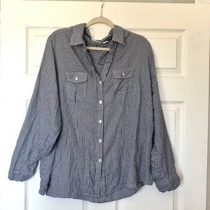 Cato Women’s Plus Navy Gingham Button Top - 26/28